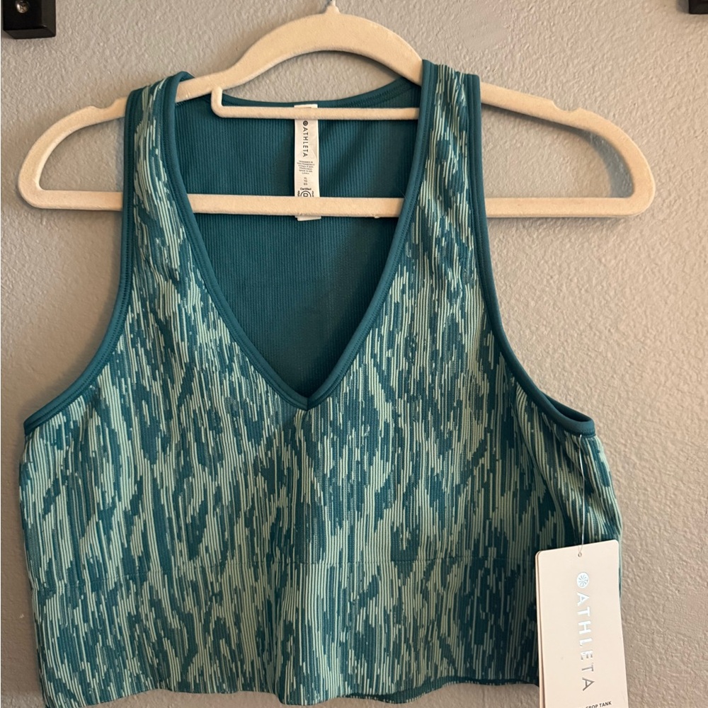 Athleta Blue Patterned Crop Top